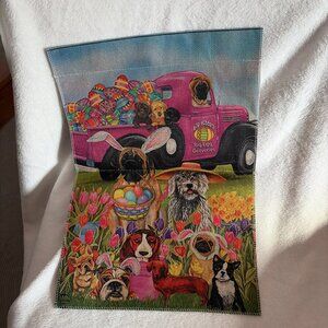 Garden flag Happy Easter Dogs, Truck, Colorful NWT